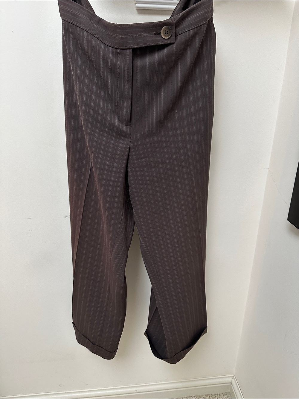 Jones New York Brown Pinstripe Cropped Dress Pants